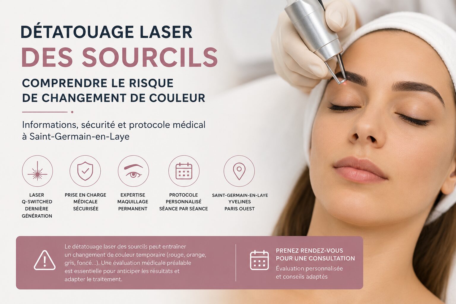 Détatouage laser des sourcils à Saint-Germain-en-Laye avec prise en charge médicale du maquillage permanent