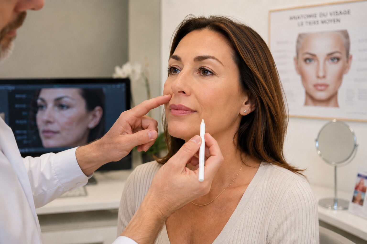 Consultation avant une injection des sillons nasogéniens à Saint-Germain-en-Laye