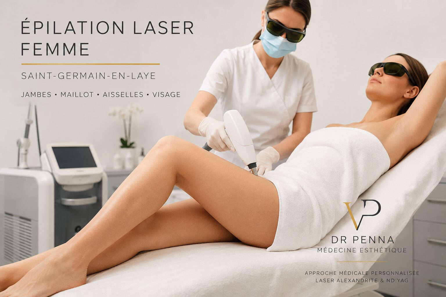 Épilation laser femme des jambes du maillot et des aisselles à Saint-Germain-en-Laye